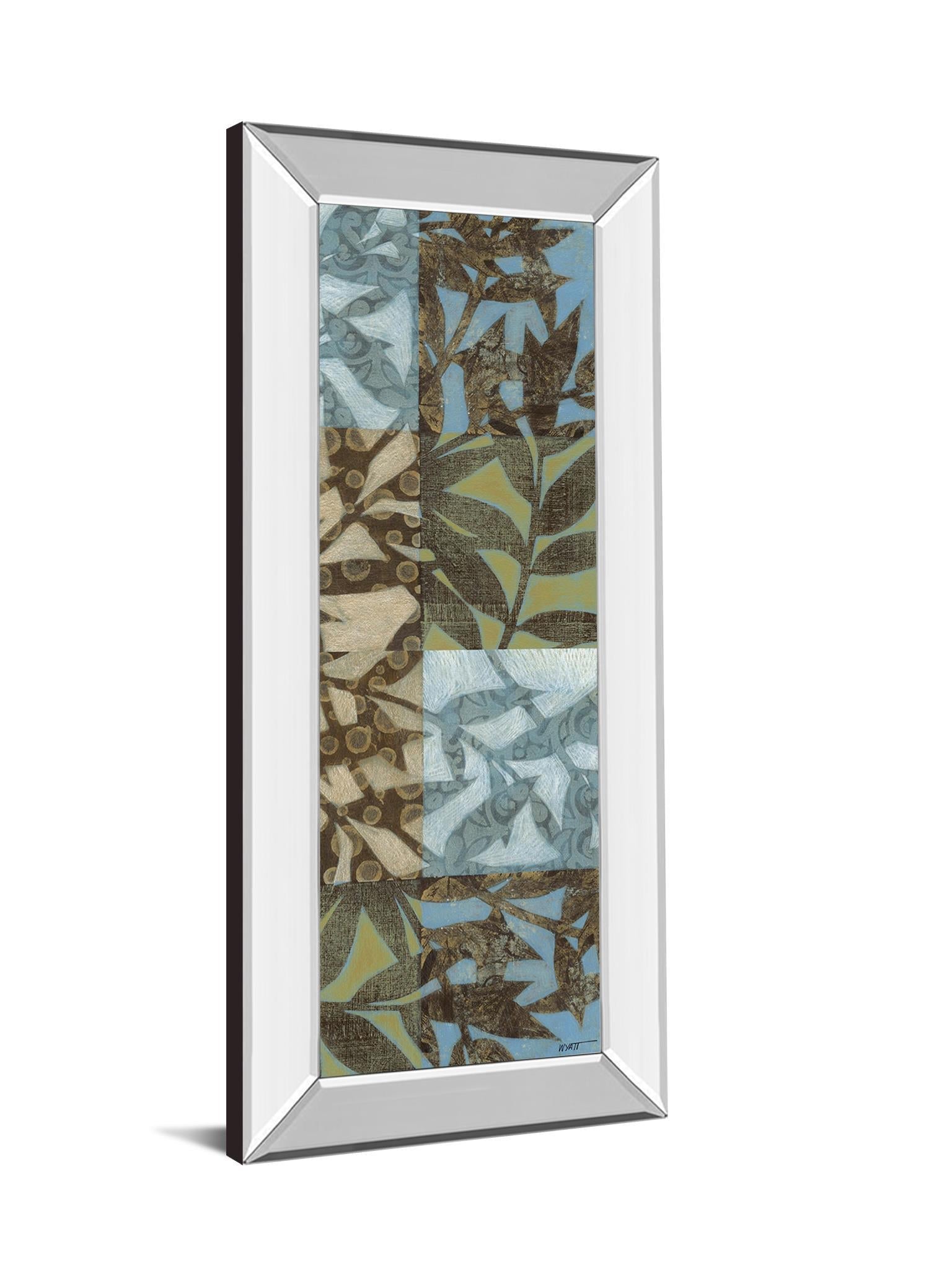 Leaves I - Mirror Framed Print Wall Art - Blue Classy Art