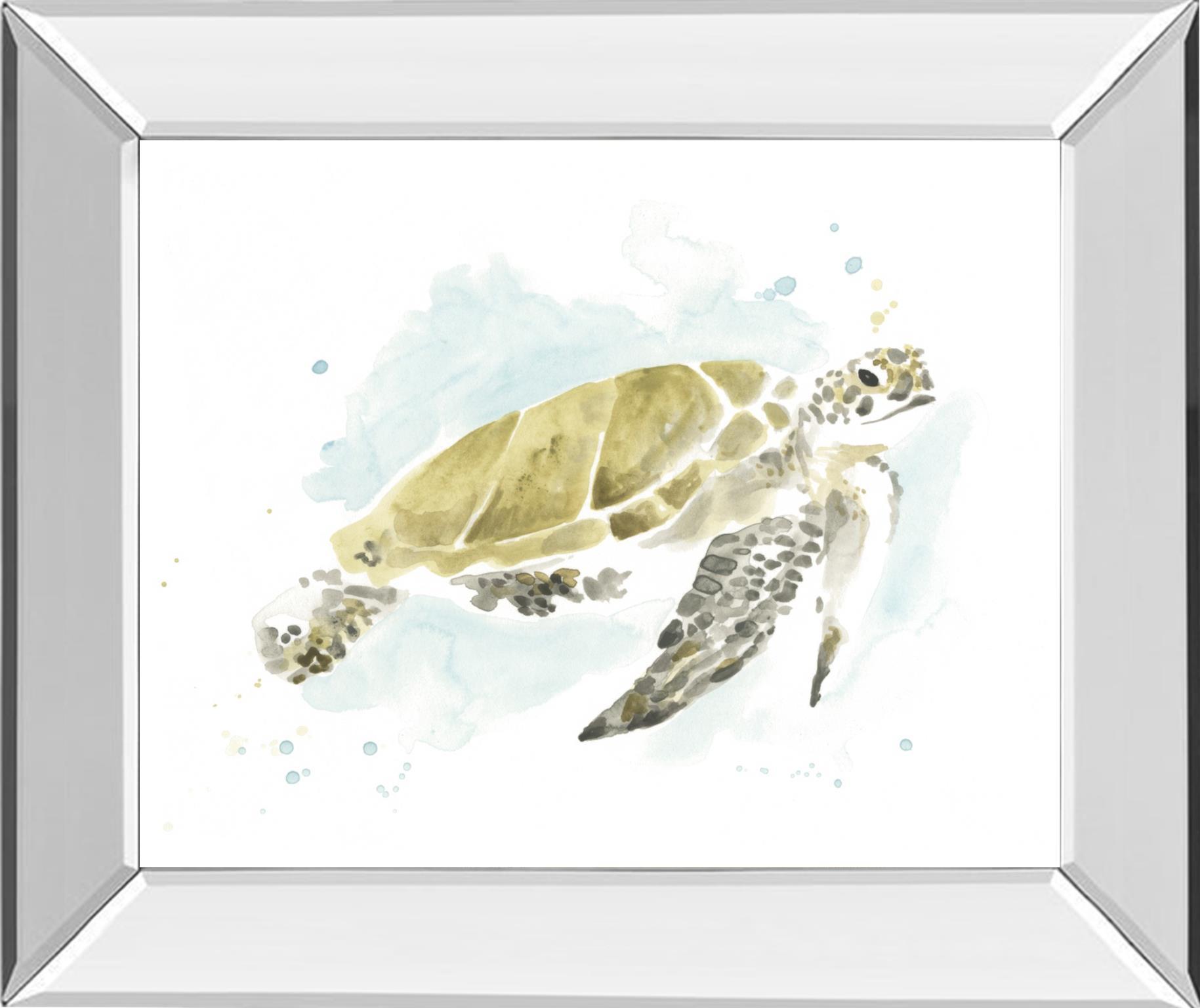 Watercolor Sea Turtle Study I By June Erica Vess - Dark Green Classy Art