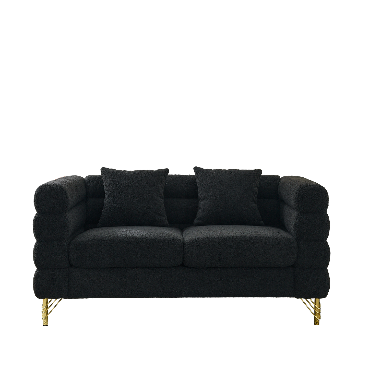 60 Inch Oversized 2 Seater Sectional Sofa, Living Room Comfort Fabric Sectional Sofa - Deep Seating Sectional Sofa, Soft Sitting with 2 Pillows for Living Room, Bedroom, Office, etc., Black teddy House to Home Furnishings LLC