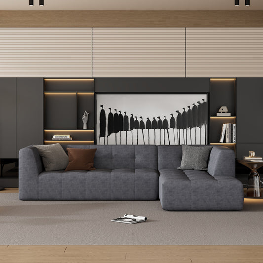 110.2”x72.8" Modular Modular Combination Living Room Sofa Set, Modern Minimalist Sofa, Living Room Upholstered Sofa Bed, Bedroom, 3pcs Computer Free Combination, L-Shaped,Dark Grey