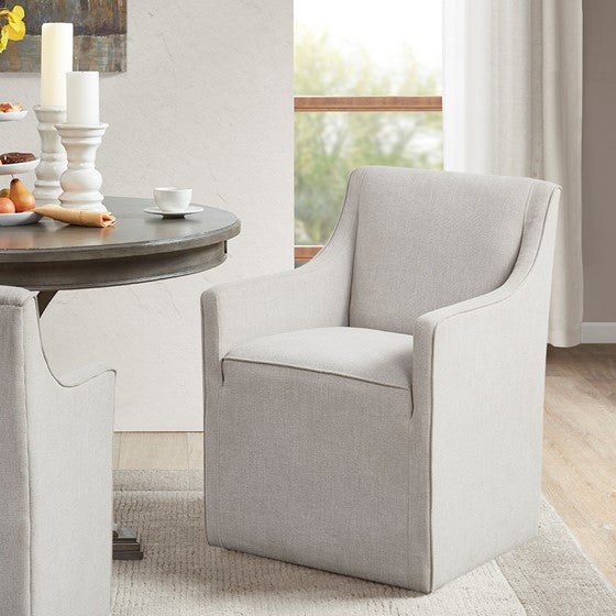 Slipcover Dining Arm Chair with Casters Grey Olliix.com