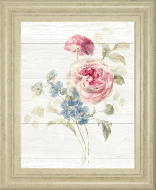 Cottage Garden II Shiplap By Danhui Nai - Framed Print Wall Art - White Classy Art