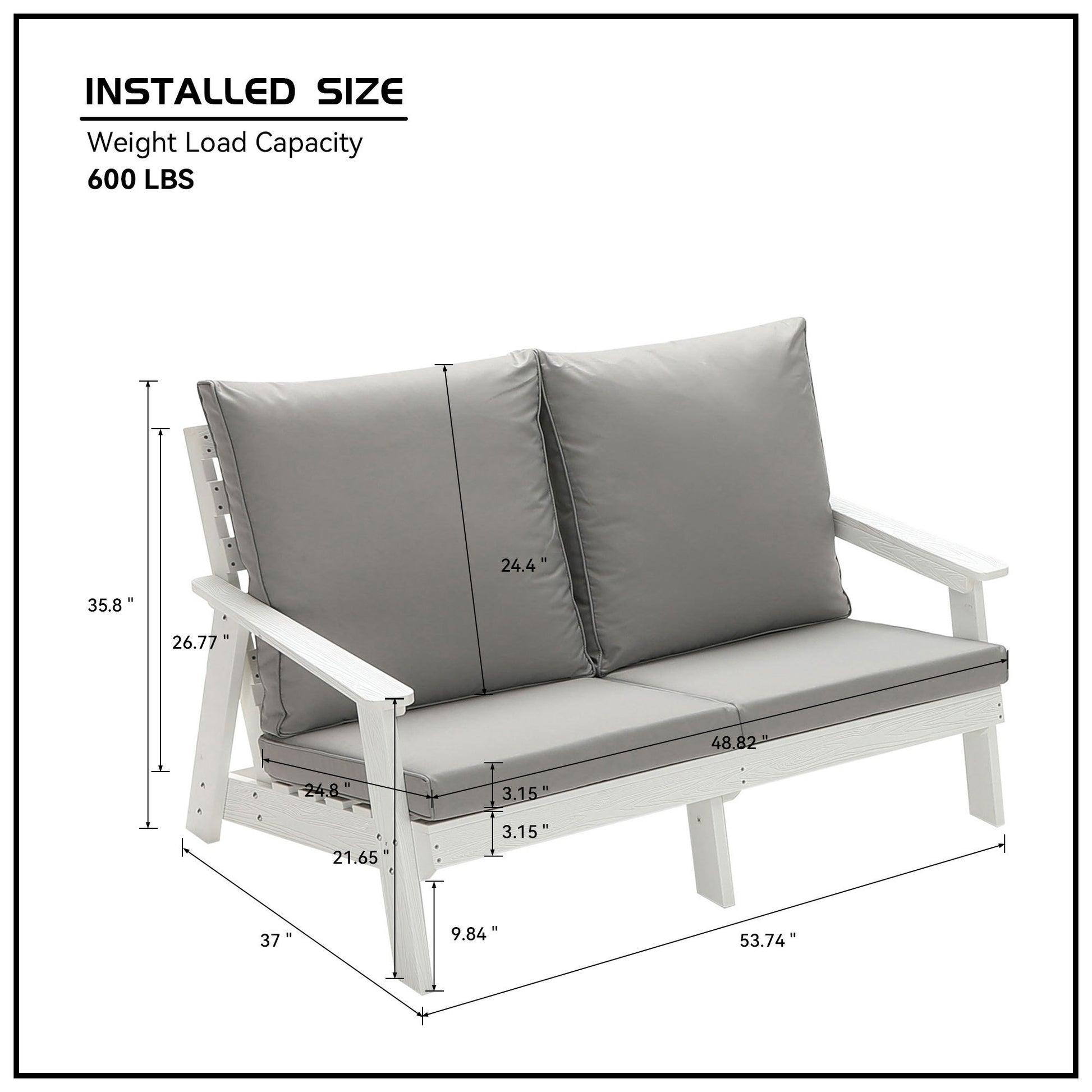 4-Piece Conversation Patio Set, HIPS Weather Resistance Outdoor Sofa and Coffee Table, White/Grey ***(FREE SHIPPING)*** House to Home Furnishings LLC