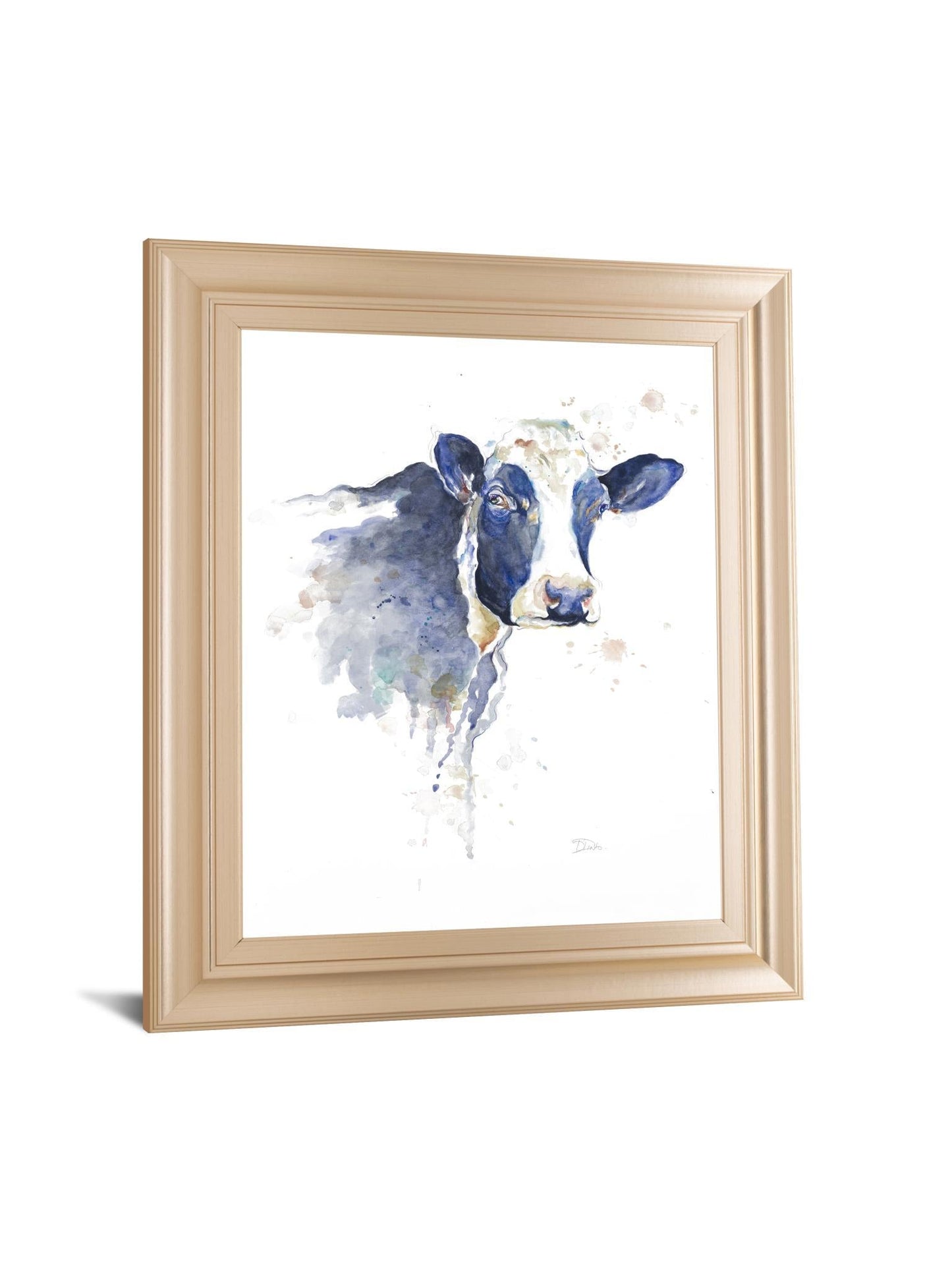 Watercolor Blue Cow By Patricia Pinto - Framed Print Wall Art - Blue Classy Art