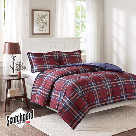 3M Scotchgard Down Alternative Comforter Mini Set Red Cal King Olliix.com