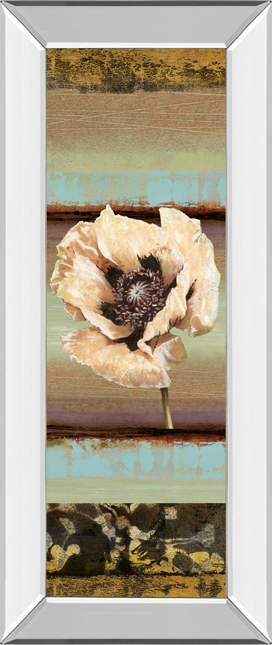 Elemental Poppy I By Selina Werbelow - Mirror Framed Print Wall Art - Blue Classy Art