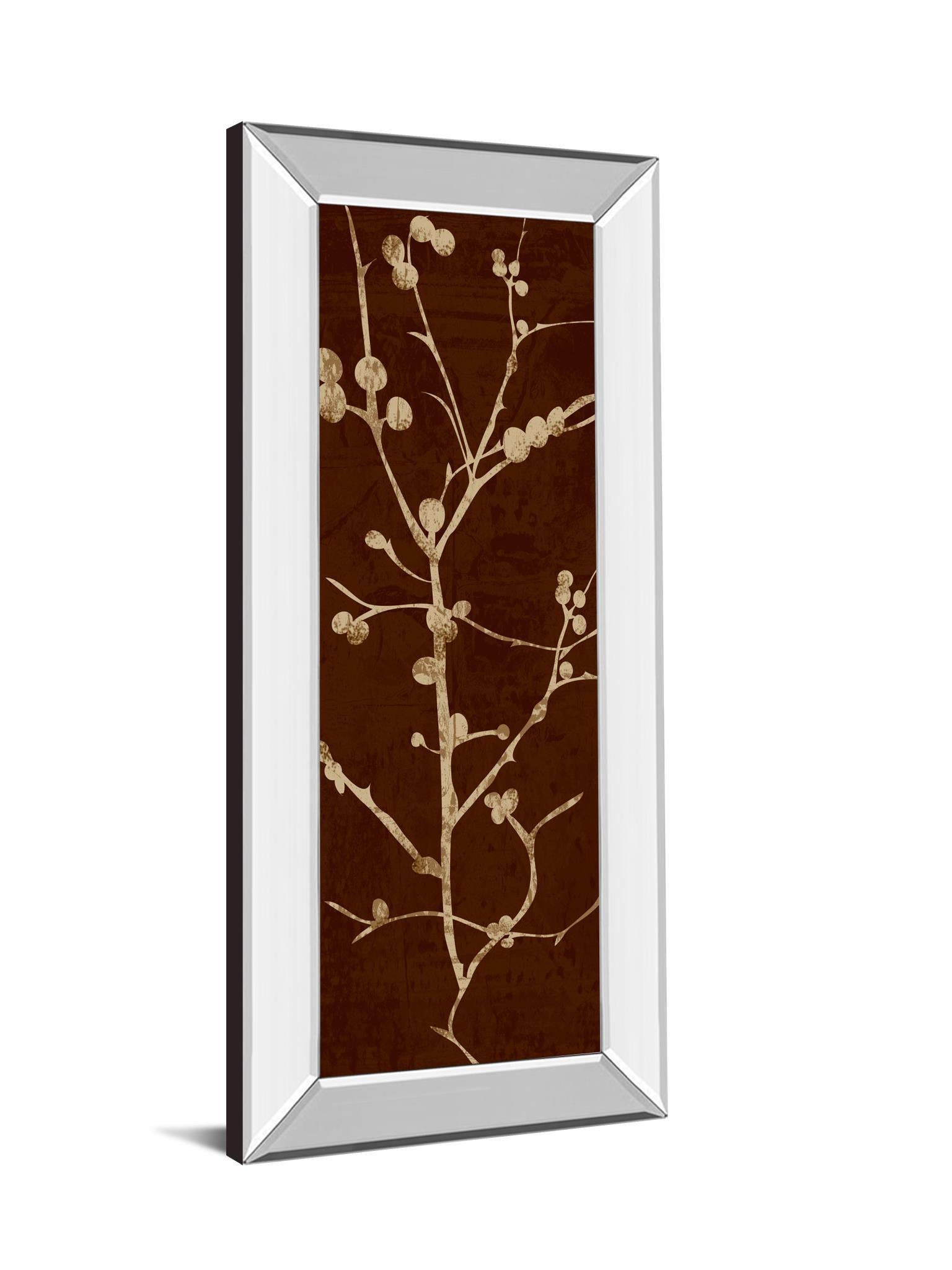 Branching Out Il By Diane Stimson - Mirror Framed Print Wall Art - Dark Brown Classy Art