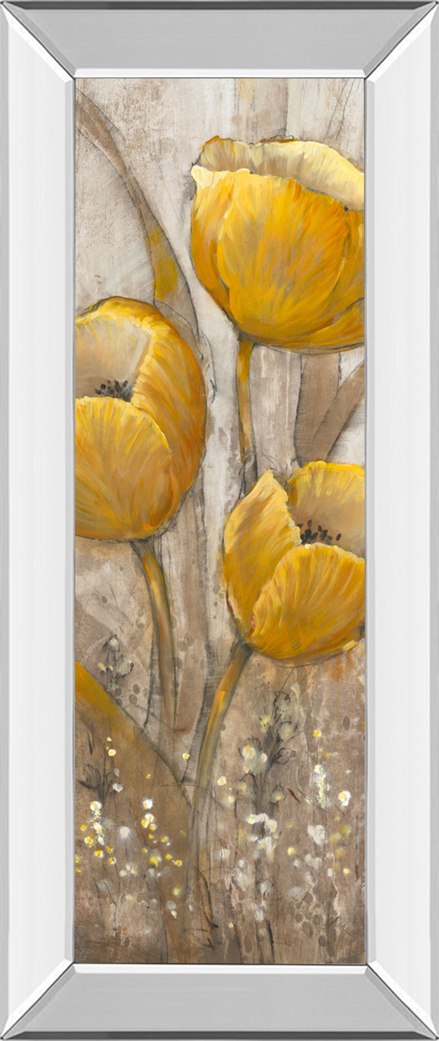 Ochre Tulips Il By Tim Otoole - Mirror Framed Print Wall Art - Yellow Classy Art