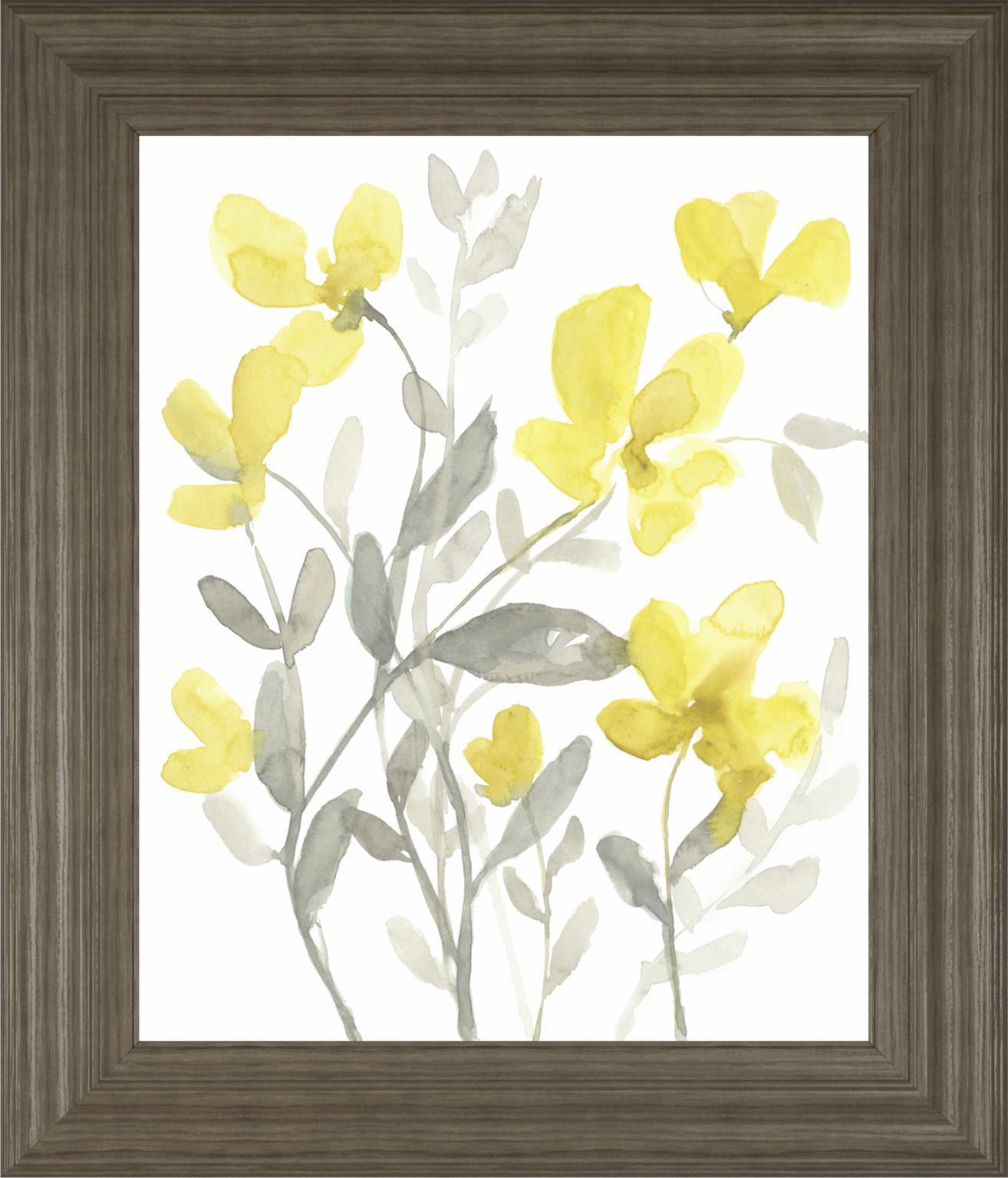 22x26 Yellow & Grey Garden II By Jennifer Goldberger - Yellow Classy Art