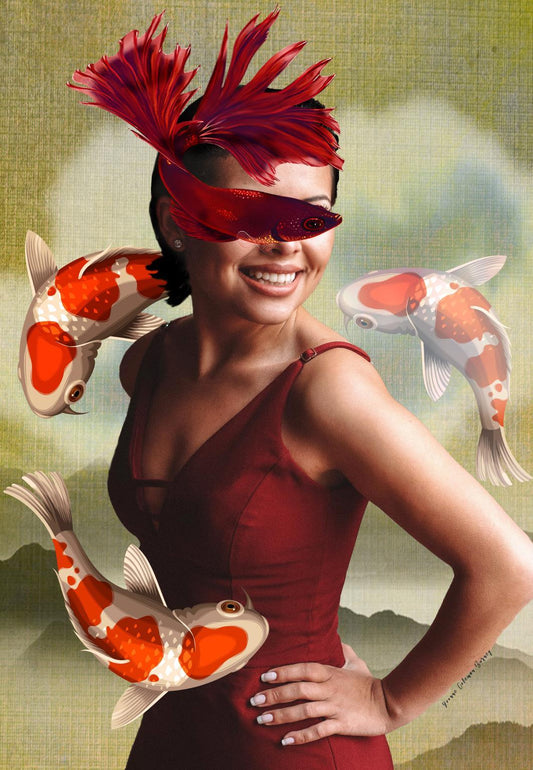 Fish Play By Yvonne Coleman Burney - Red Classy Art