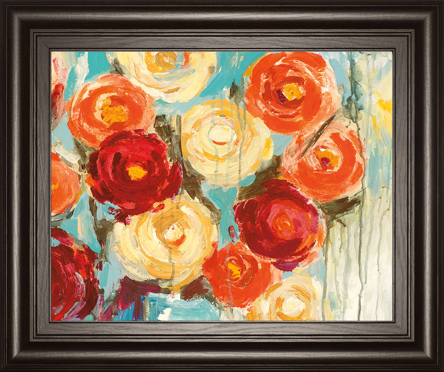 Sunlit Blooms By Pasion - Framed Print Wall Art - Red Classy Art