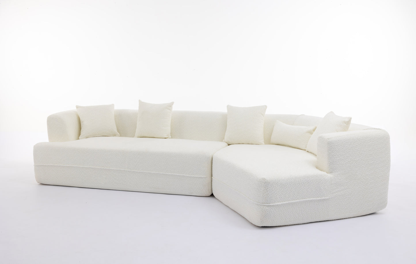 [VIDEO PROVIDED] Modular Living room sofa set, modern minimalist style sofa, salon upholstered sleeper sofa, 2 PC free combination, round fiber fabric, anti-wrinkle fabric, creamy-white House to Home Furnishings LLC