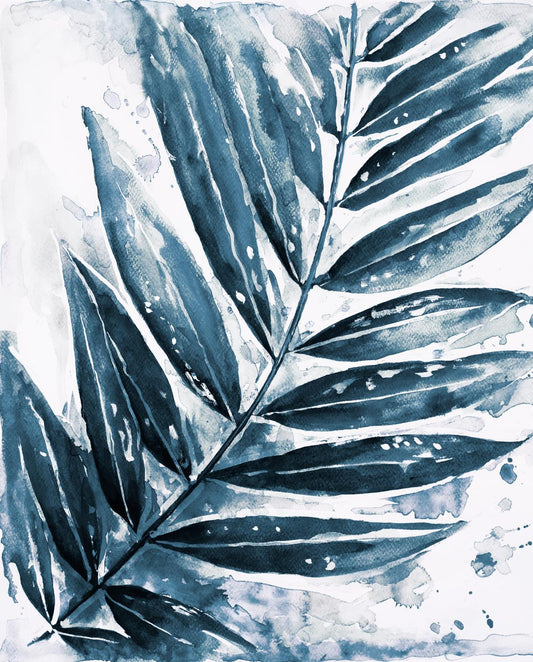 Framed - Blue Jungle Leaf I By Patricia Pinto - Blue Classy Art