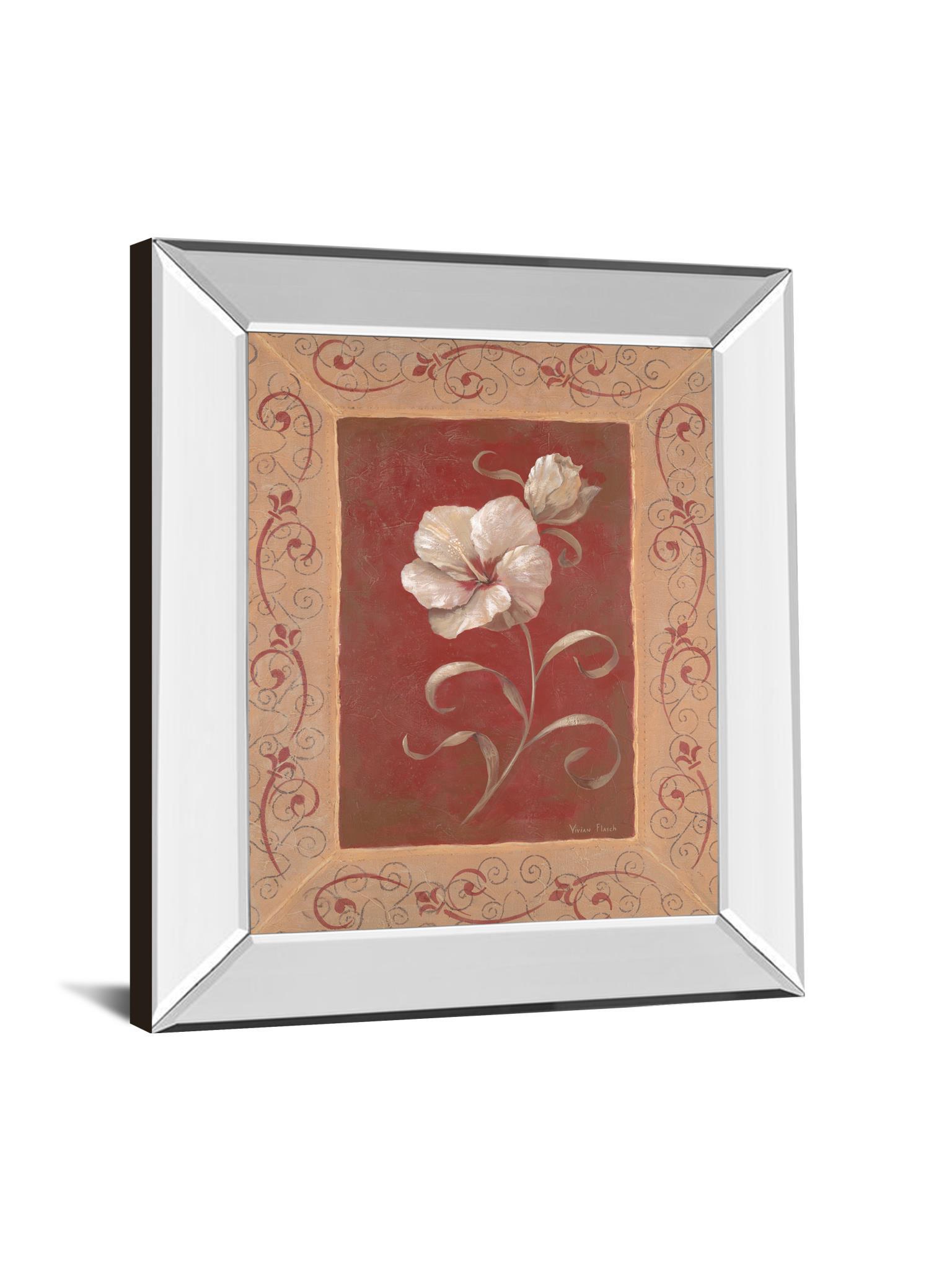 Amanda's Hibiscus By Vivian Flasch - Mirror Framed Print Wall Art - Red Classy Art