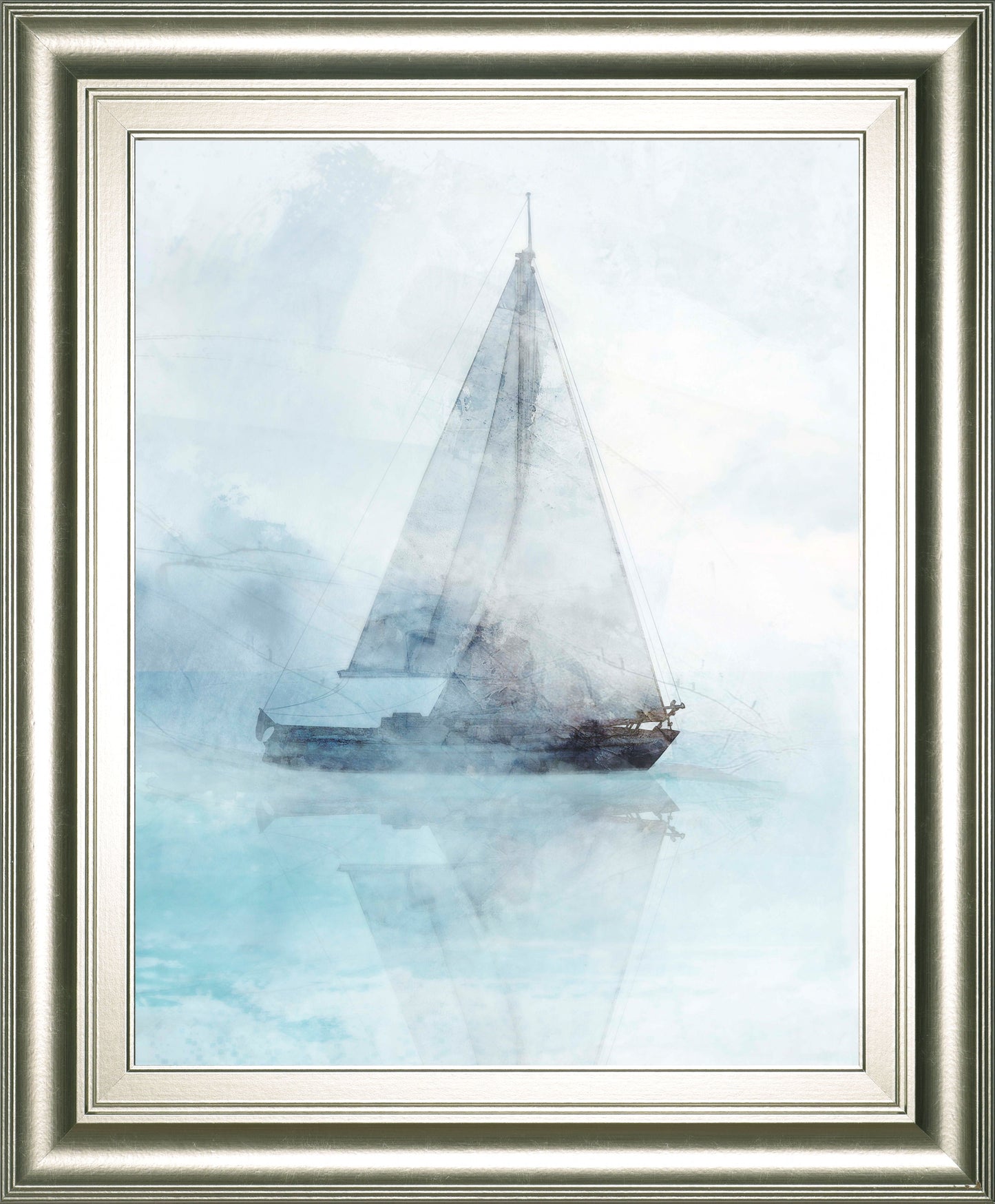 Sailing Boat I By Ken Roko - Framed Print Wall Art - Pearl Silver Classy Art