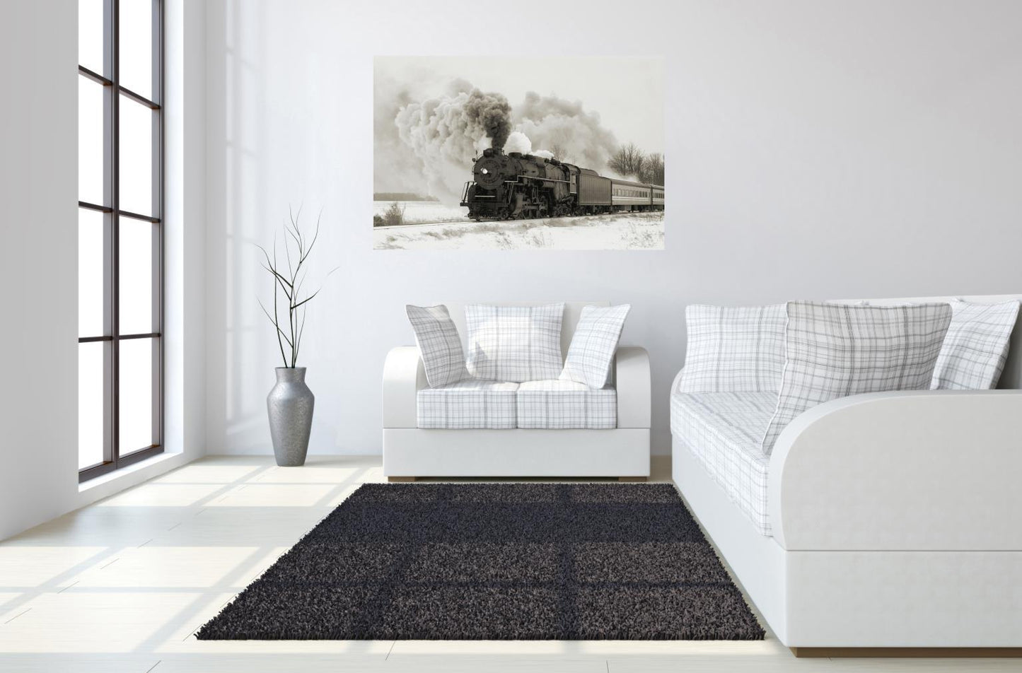 Tempered Glass Plus Foil Train - Gray Classy Art