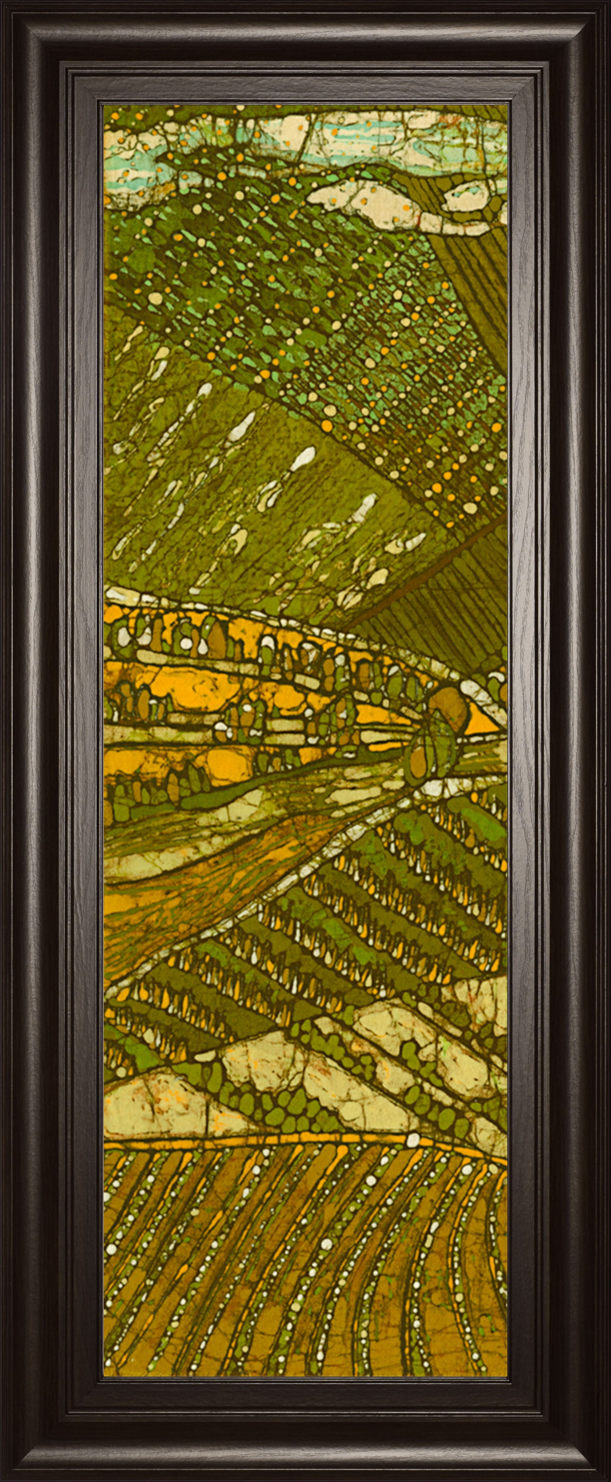 Vneyard Batik I By Andrea Davis - Framed Print Wall Art - Green Classy Art