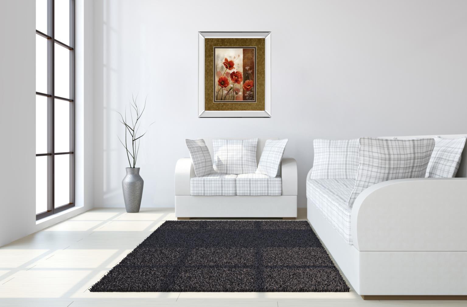 Wild Poppies Il By Conrad Knutsen - Mirror Framed Print Wall Art - Red Classy Art