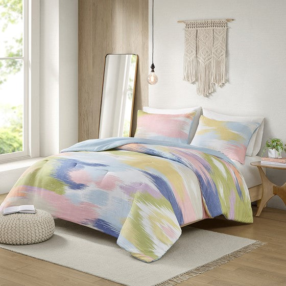 Modern Comforter Set Blue Multi Full/Queen Olliix.com