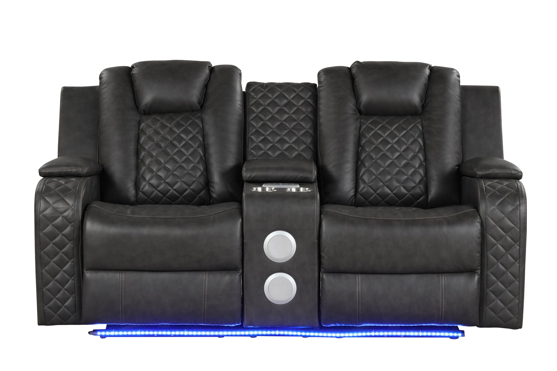 Benz LED & Power Recliner 2 PC Made With Faux Leather in Black (FREE SHIPPING) House to Home Furnishings LLC