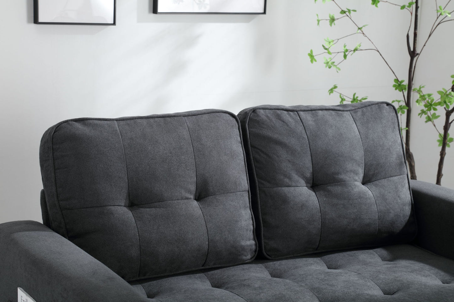 3 Fold Sofa,Convertible Futon Couch sleeper sofabed,Space saving loveseat,Pull Out Couch Bed for Living Room,Dark Gray & Light Gray & Beige,Velvet linen fabric House to Home Furnishings LLC