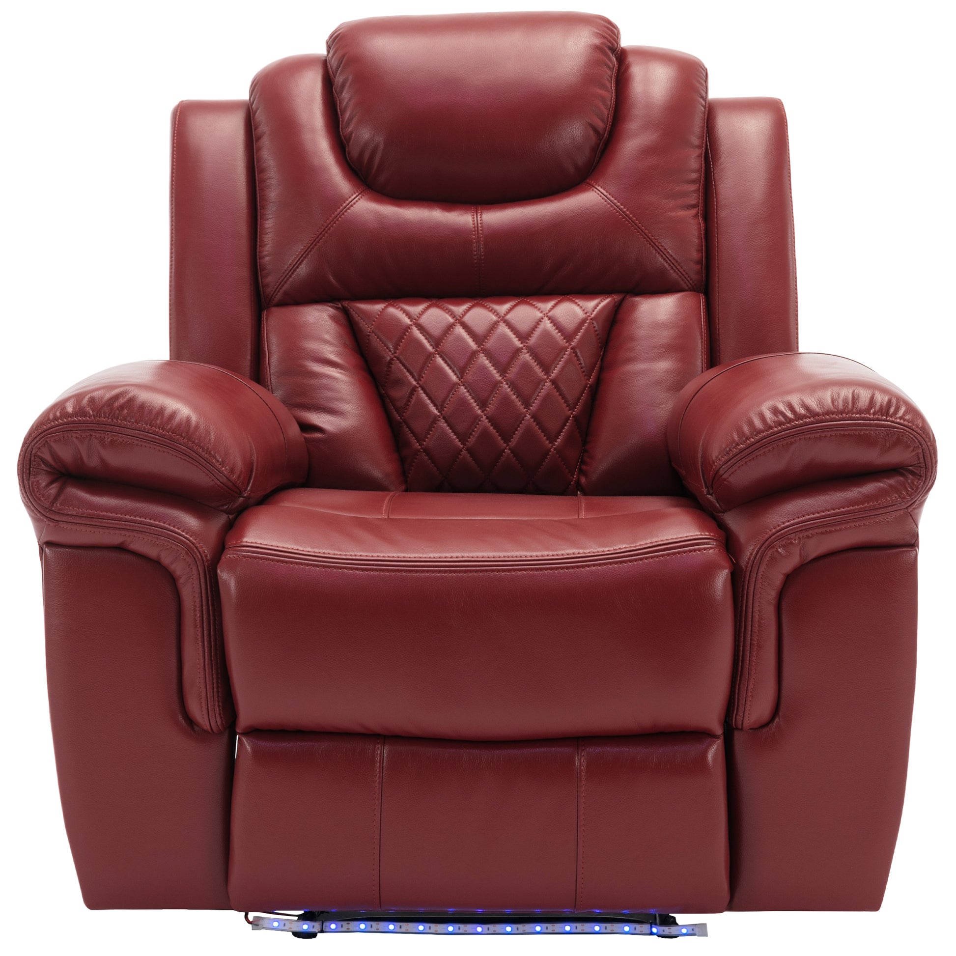 3 Pieces Recliner Sofa Sets Home Theater Seating Manual Recliner Chair with Center Console and LED Light Strip for Living Room, Wind Red House to Home Furnishings LLC