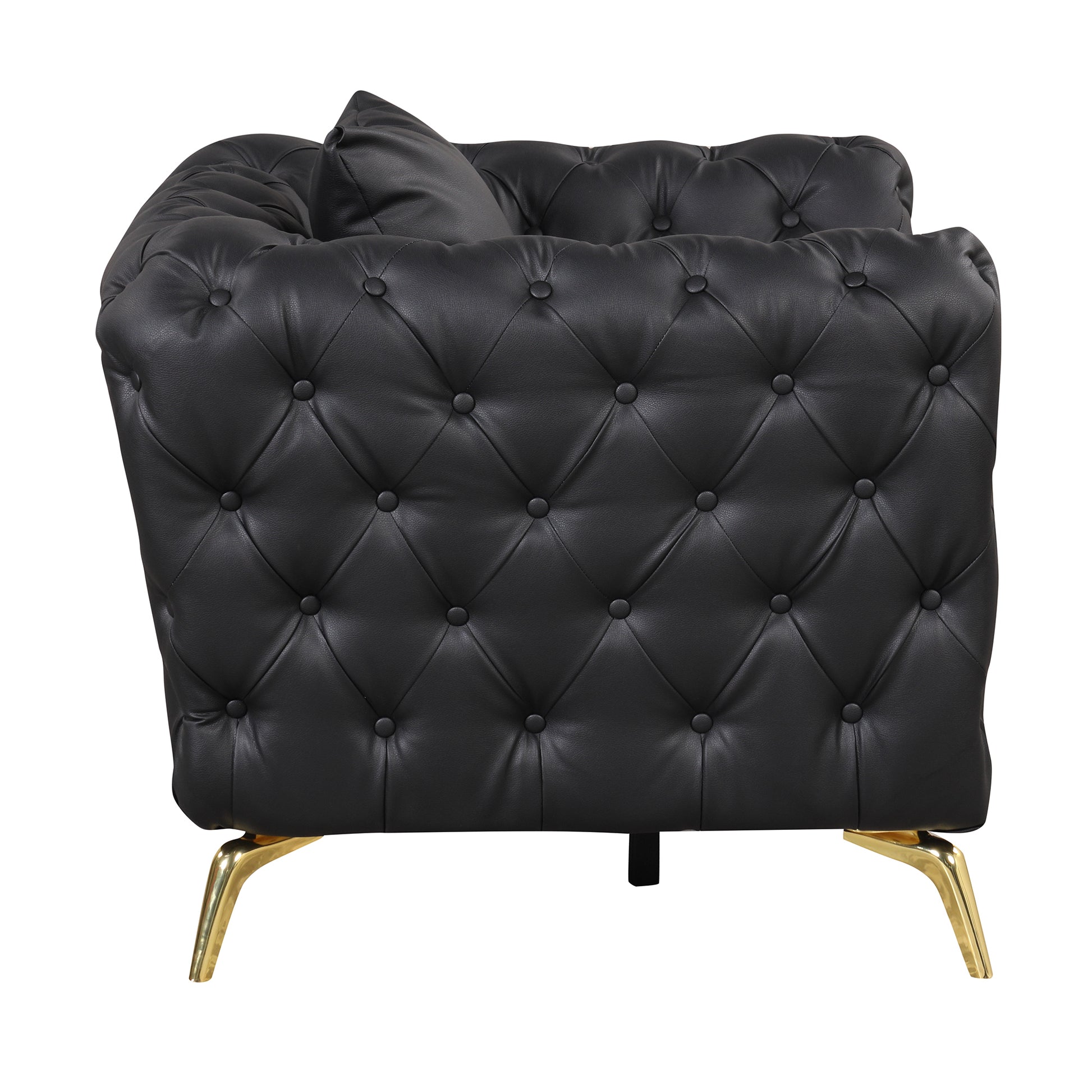 44" Modern Tufted Accent Sofa Chair PU Upholstered Sofa with Sturdy Metal Legs, Button Tufted Back, Single Sofa Chair for Living Room,Apartment,Home Office, Black House to Home Furnishings LLC