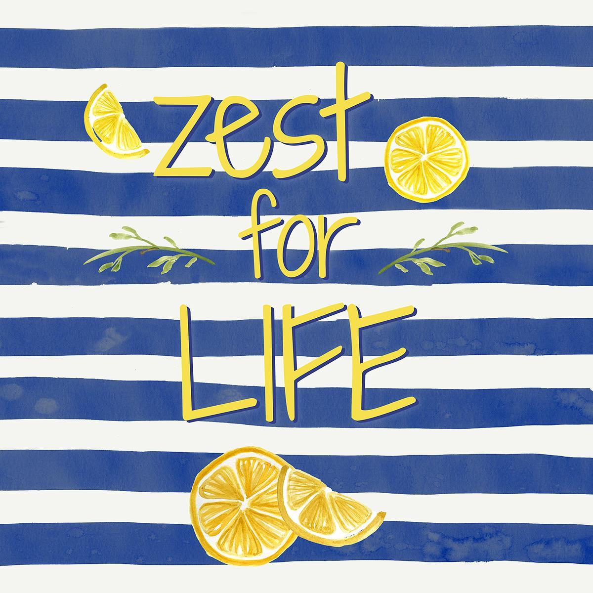 Zest For Life Lemons By Carol Robinson (Framed) - Blue Classy Art