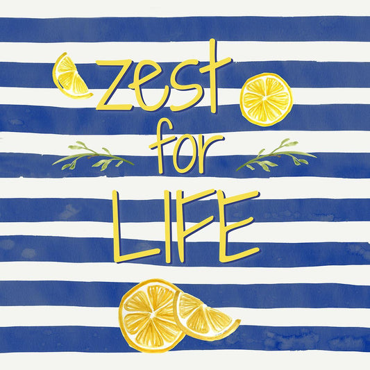 Zest For Life Lemons By Carol Robinson (Framed) (Small) - Blue