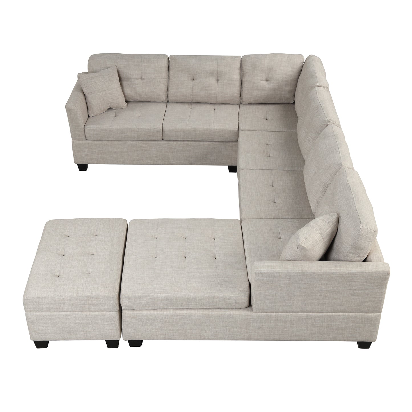 121.3" Oversized Sectional Sofa with Storage Ottoman, U Shaped Sectional Couch with 2 Throw Pillows for Large Space Dorm Apartment House to Home Furnishings LLC