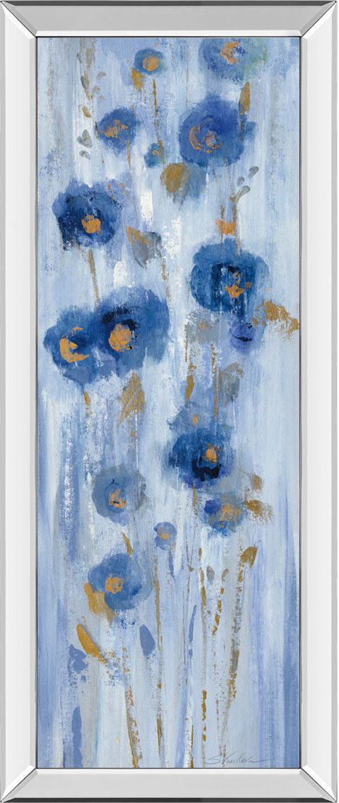 Seaside Flowers II By Silvia Vassileva - Mirrored Frame Wall Art - Blue Classy Art