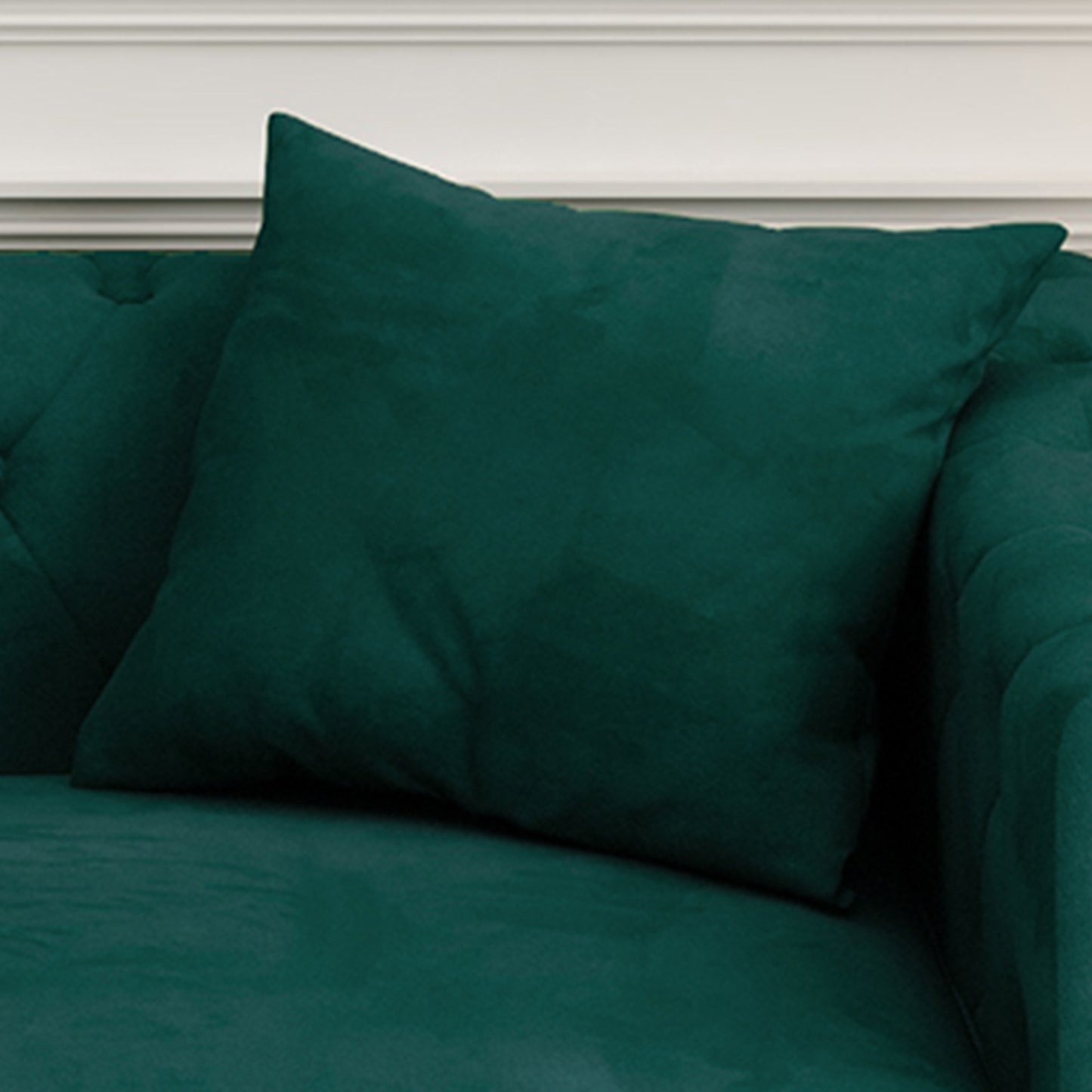 Sofa includes 2 pillows, 83 "green velvet triple sofa for small Spaces House to Home Furnishings LLC