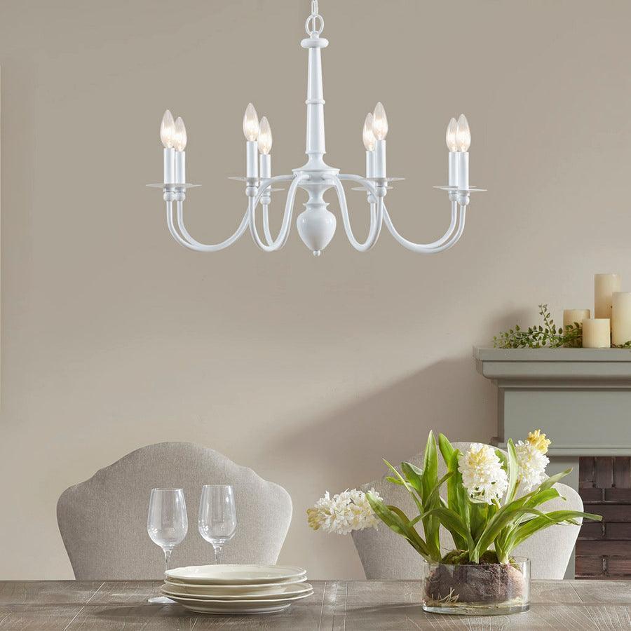 8-Light Traditional Metal Chandelier Glossy White MT150-0066 Olliix.com