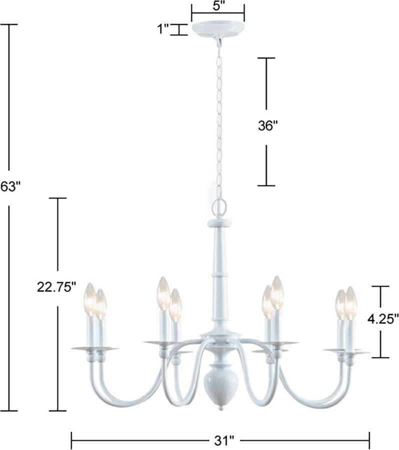 8-Light Traditional Metal Chandelier Glossy White MT150-0066 Olliix.com