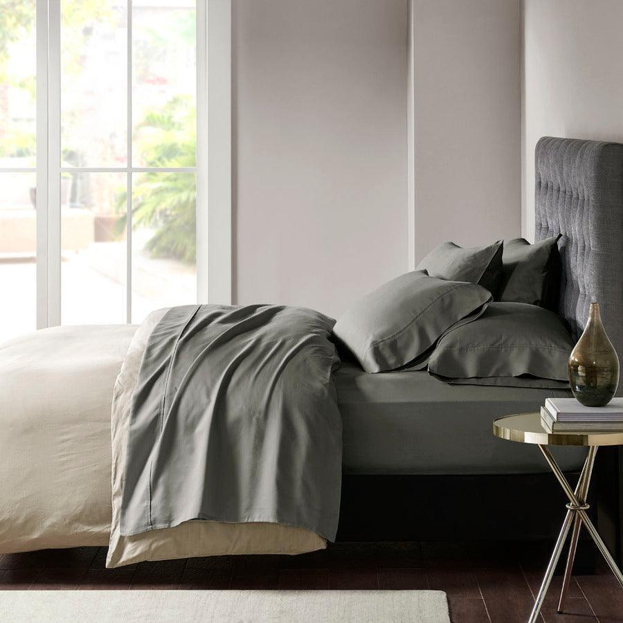 800 Thread Count Cotton Blend Sateen Sheet Set Split King Charcoal Olliix.com