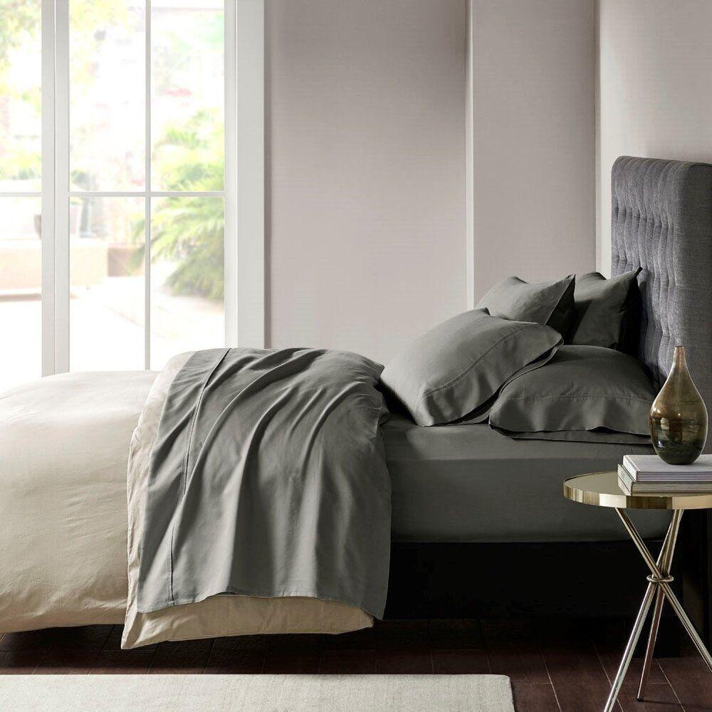 800 Thread Count Cotton Rich Sateen 6 Piece Queen Sheet Set Gray Olliix.com