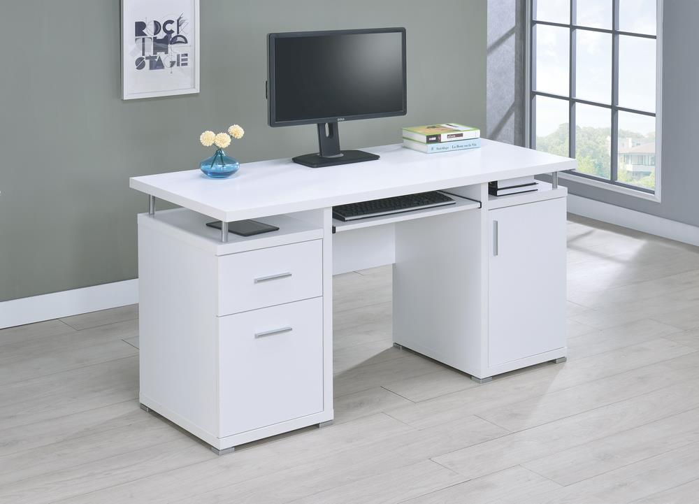 G800108 Contemporary White Computer Desk Coaster Z2 Premium