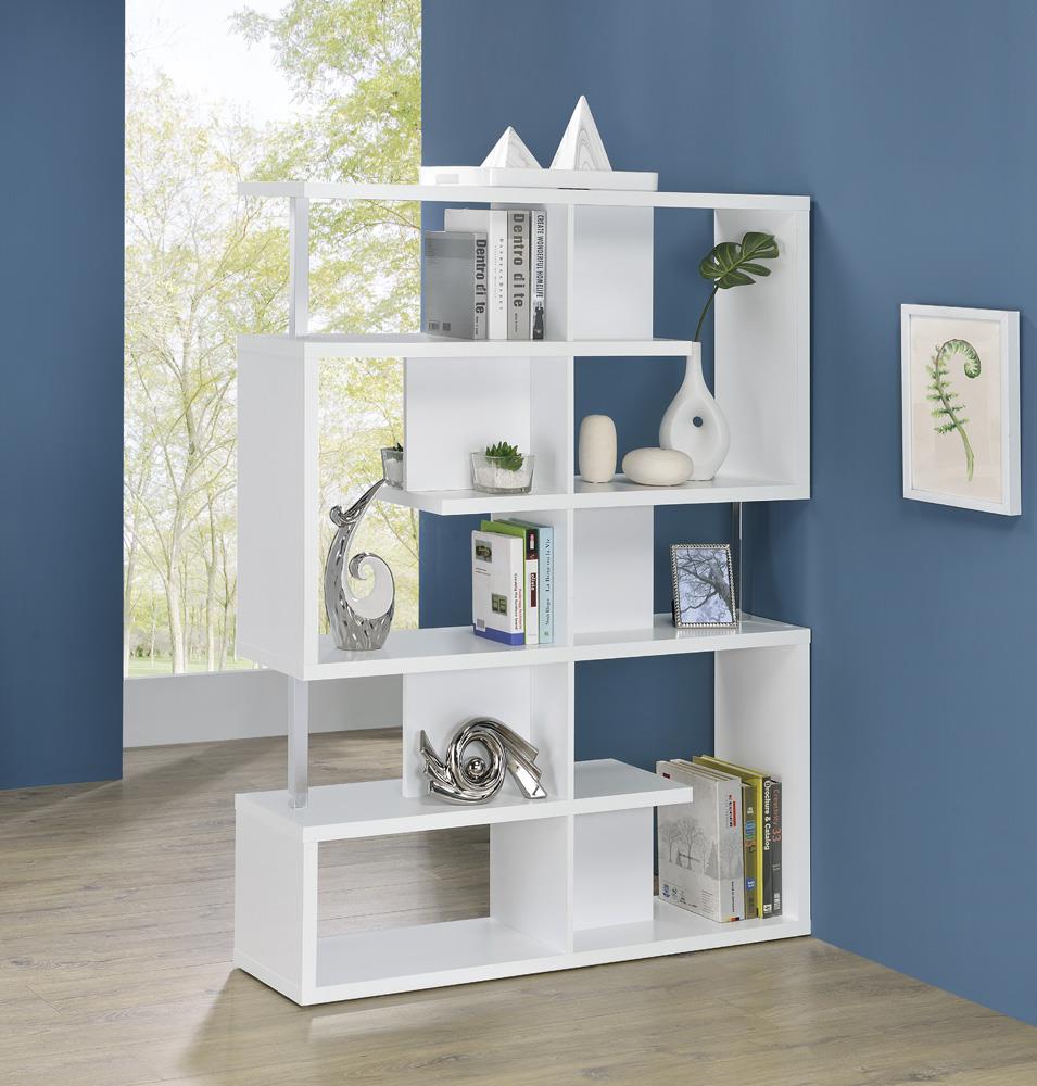 Transitional White Bookcase Coaster Z2 Premium