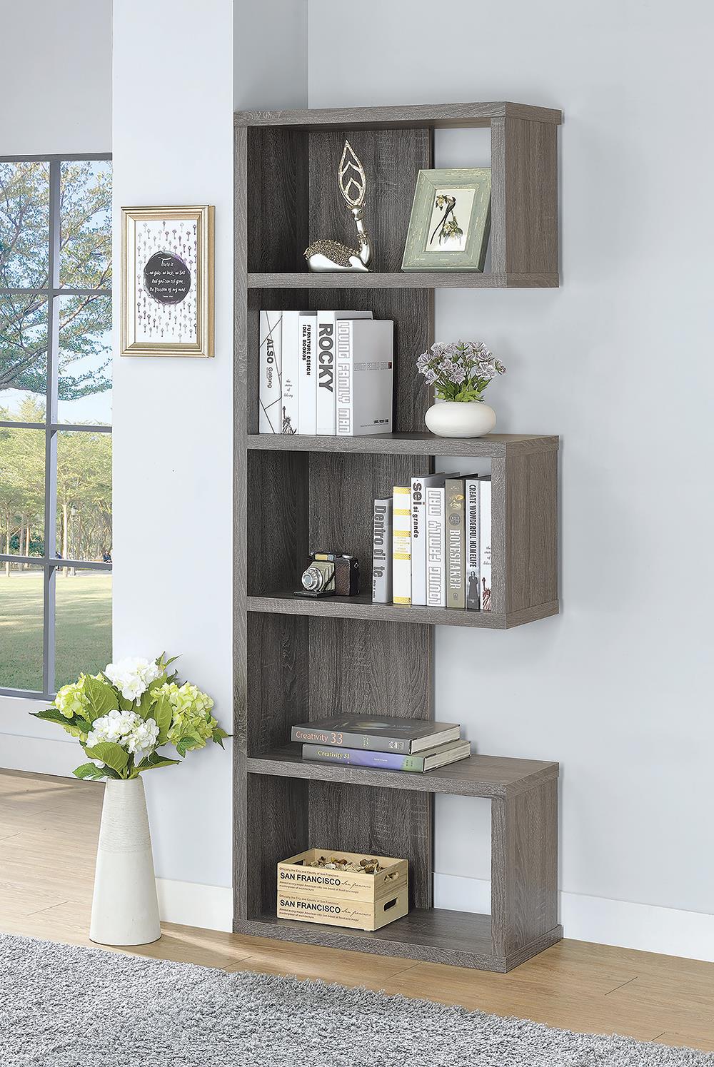 G800552 Contemporary Weathered Grey Bookcase Coaster Z2 Premium