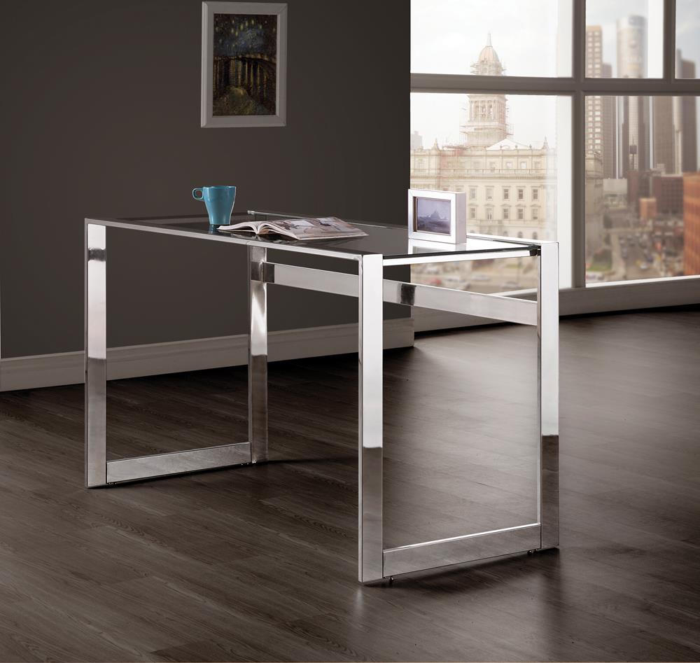 G800746 Contemporary Chrome and Glass Top Writing Desk Coaster Z2 Premium