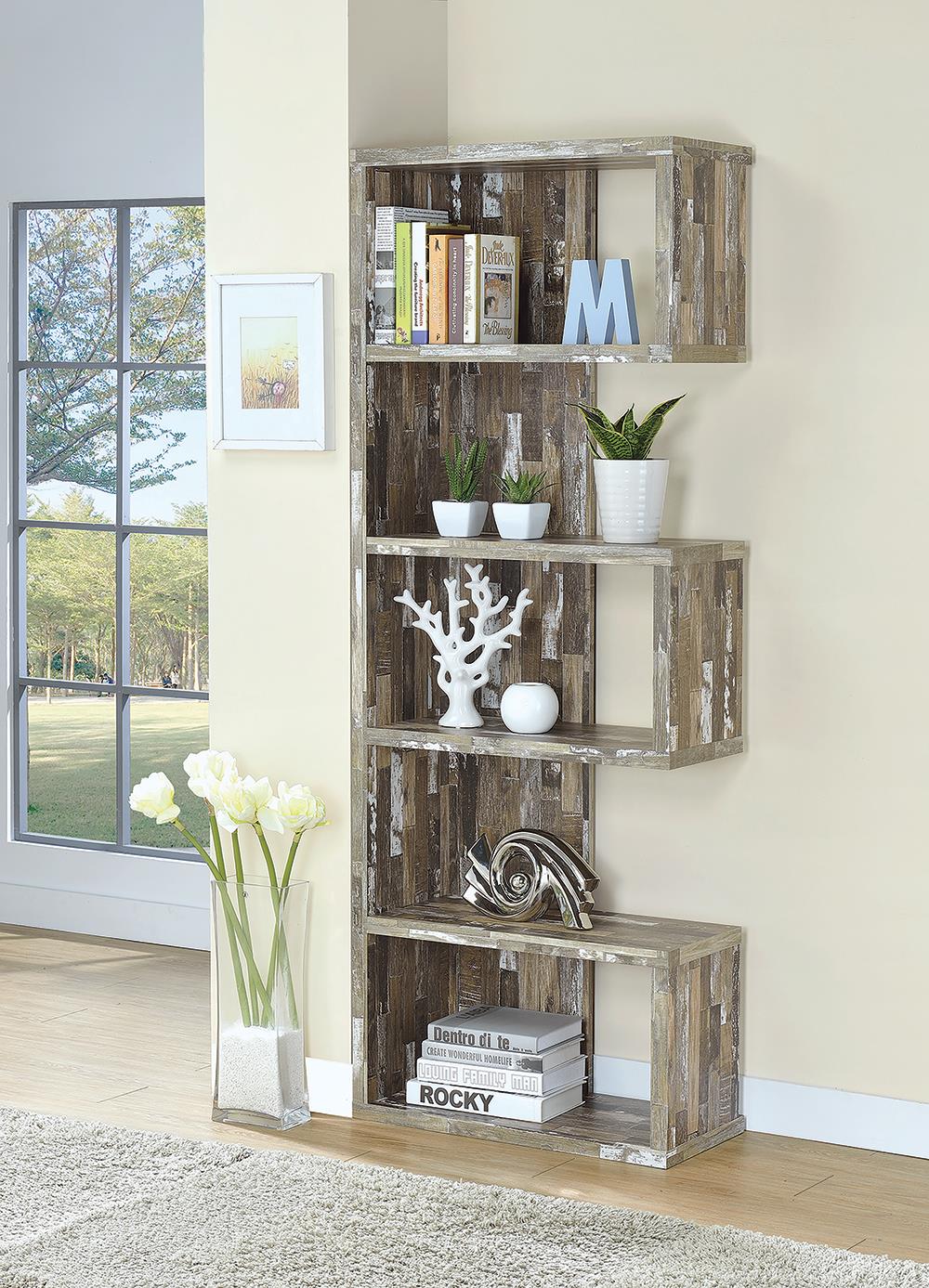 G800847 Rustic Salvaged Cabin Bookcase Coaster Z2 Premium