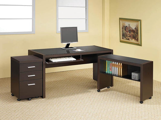 Skylar Contemporary Cappuccino Computer Desk With Keyboard Tray Coaster Z2 Premium