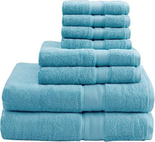 800GSM 8-Piece Towel Set Aqua Olliix.com