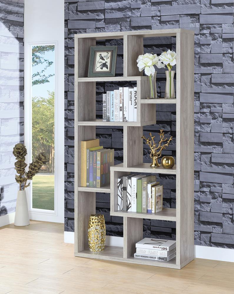 Transitional Grey Driftwood Bookcase Coaster Z2 Premium