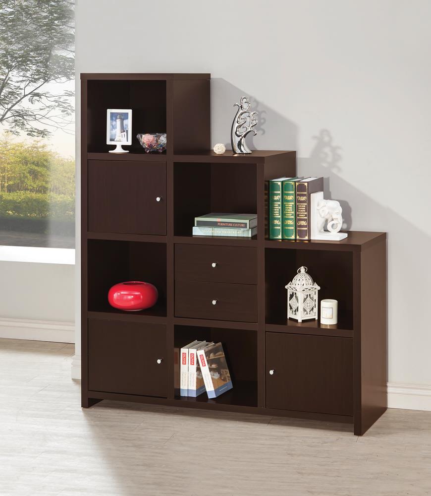 G801170 Contemporary Cappuccino Bookcase Coaster Z2 Premium