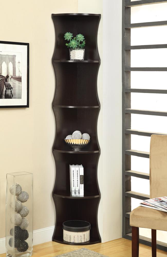 G801182 Casual Cappuccino Corner Bookcase Coaster Z2 Premium