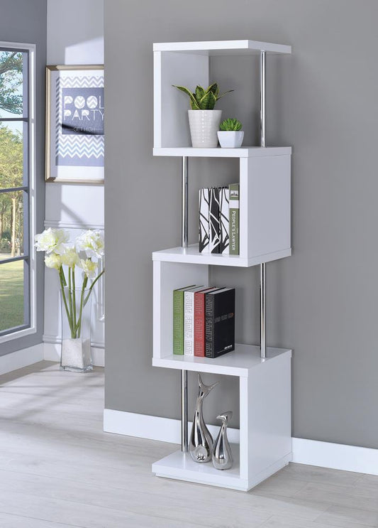 Modern White Four-Tier Bookcase Coaster Z2 Premium