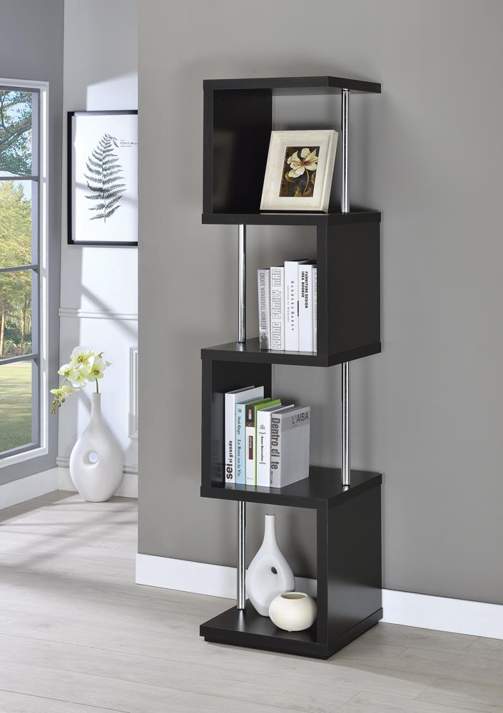 Modern Black Four-Tier Bookcase Coaster Z2 Premium