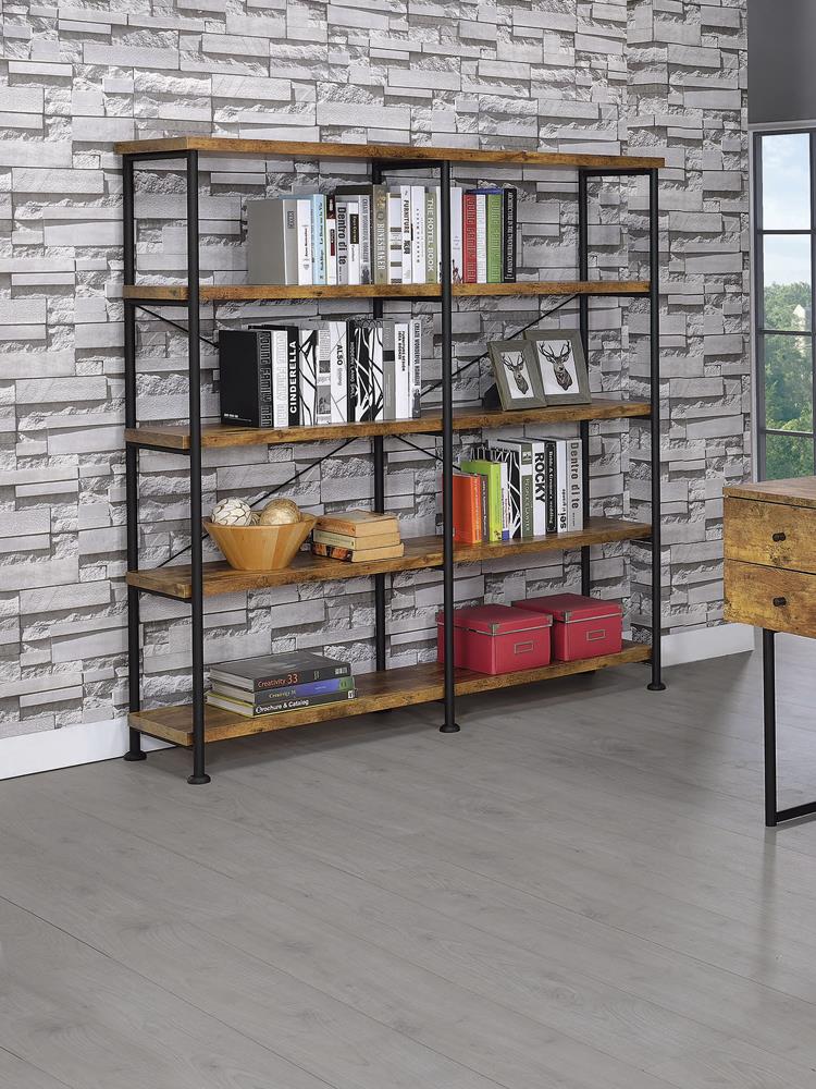 Barritt Industrial Antique Nutmeg Double-Wide Bookcase Coaster Z2 Premium