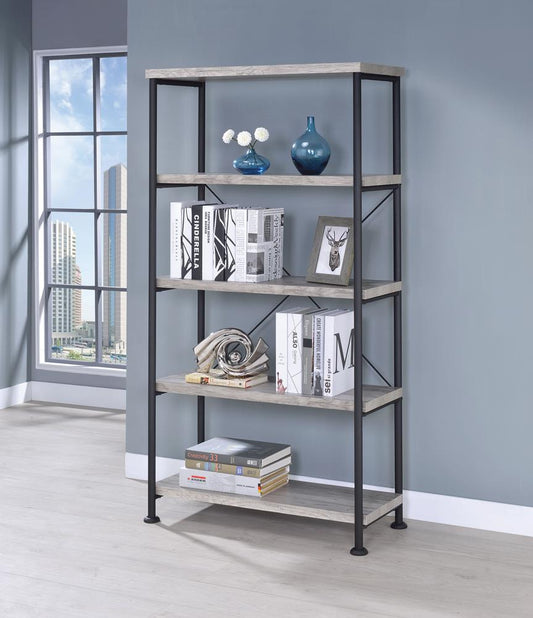 G801549 Guthrie Industrial Grey Driftwood Bookcase Coaster Z2 Premium